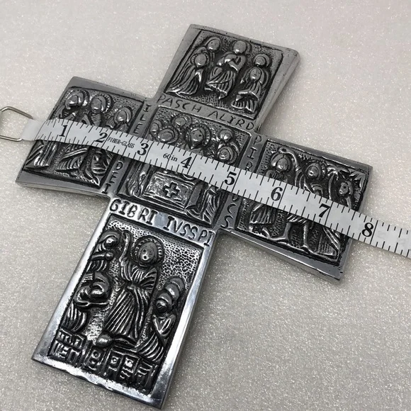 Vintage Pewter Cross Silver Tone Religious Decor - Picture 10 of 12